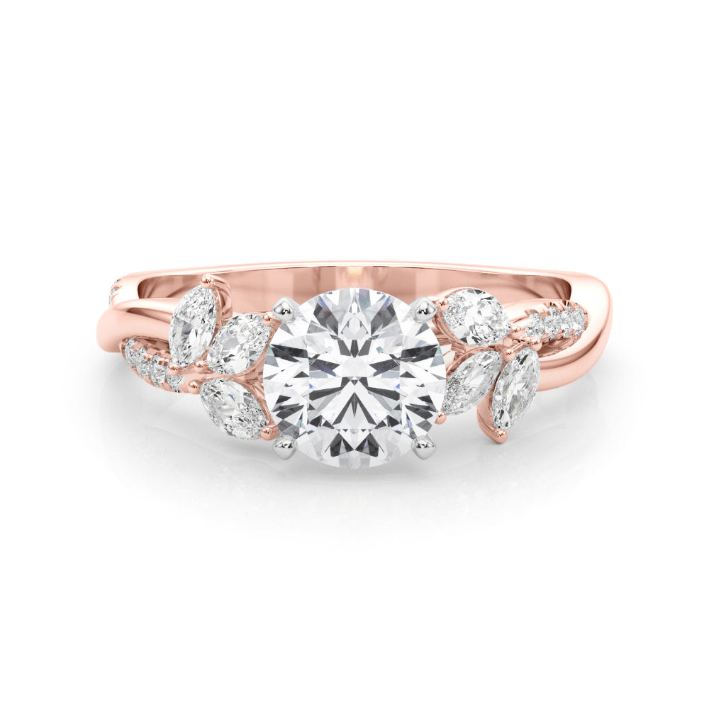 LUMEO Round Solitaire Diamond Engagement Ring Set in 18k Solid Rose Gold 