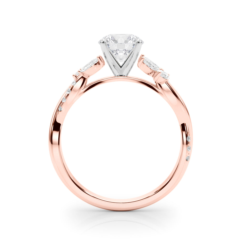 LUMEO Round Solitaire Diamond Engagement Ring Side View in 18k Solid Rose Gold 