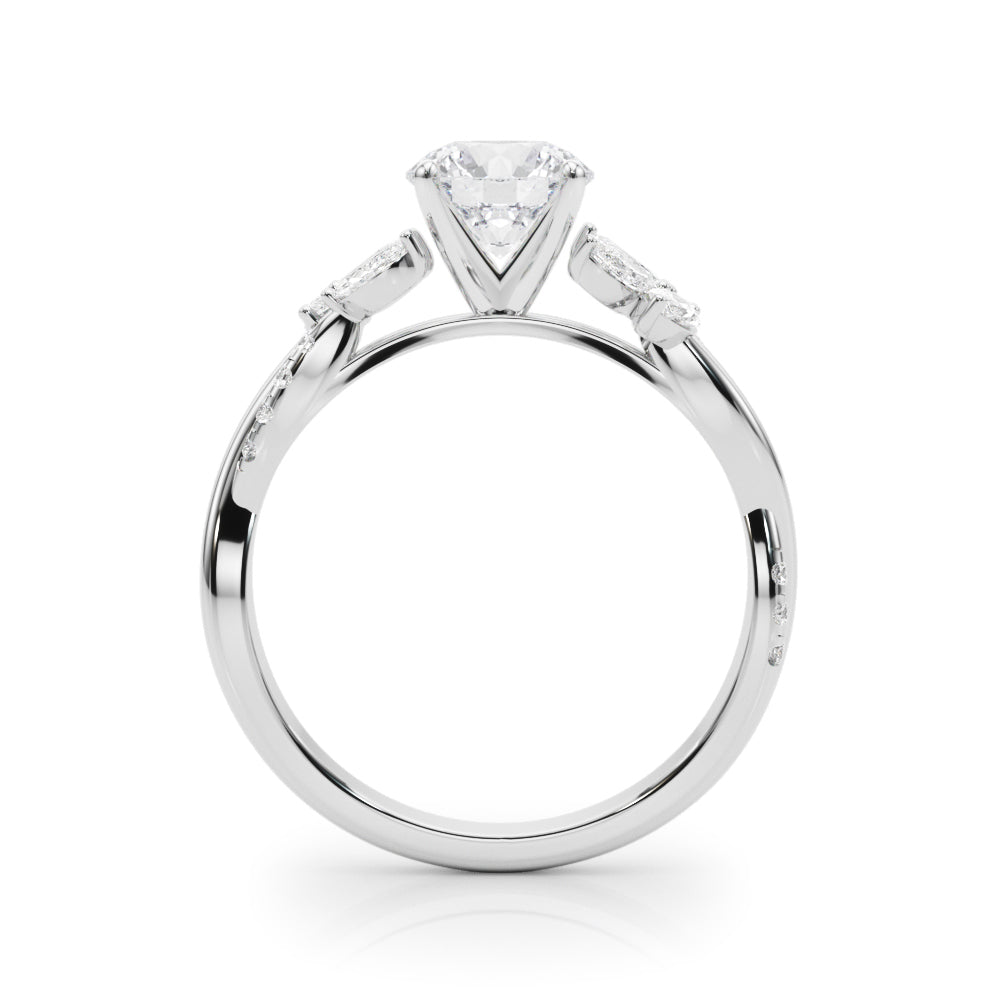 LUMEO Round Solitaire Diamond Engagement Ring Side View in Platinum 