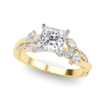 LUMEO Radiant Solitaire Diamond Engagement Ring Front View in 18k Solid Yellow Gold 