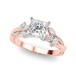 LUMEO Radiant Solitaire Diamond Engagement Ring Front View in 18k Solid Rose Gold 