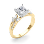 LUMEO Radiant Solitaire Diamond Engagement Ring Angle View in 18k Solid Yellow Gold 