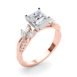 LUMEO Radiant Solitaire Diamond Engagement Ring Angle View in 18k Solid Rose Gold 