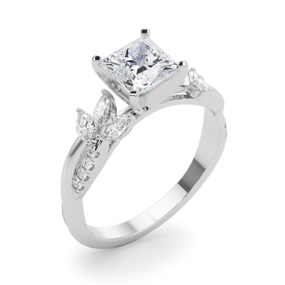 LUMEO Radiant Solitaire Diamond Engagement Ring Angle View in Platinum 