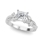 LUMEO Radiant Solitaire Diamond Engagement Ring Front View in Platinum 