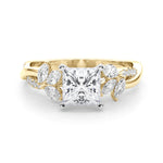 LUMEO Radiant Solitaire Diamond Engagement Ring Set in 18k Solid Yellow Gold 