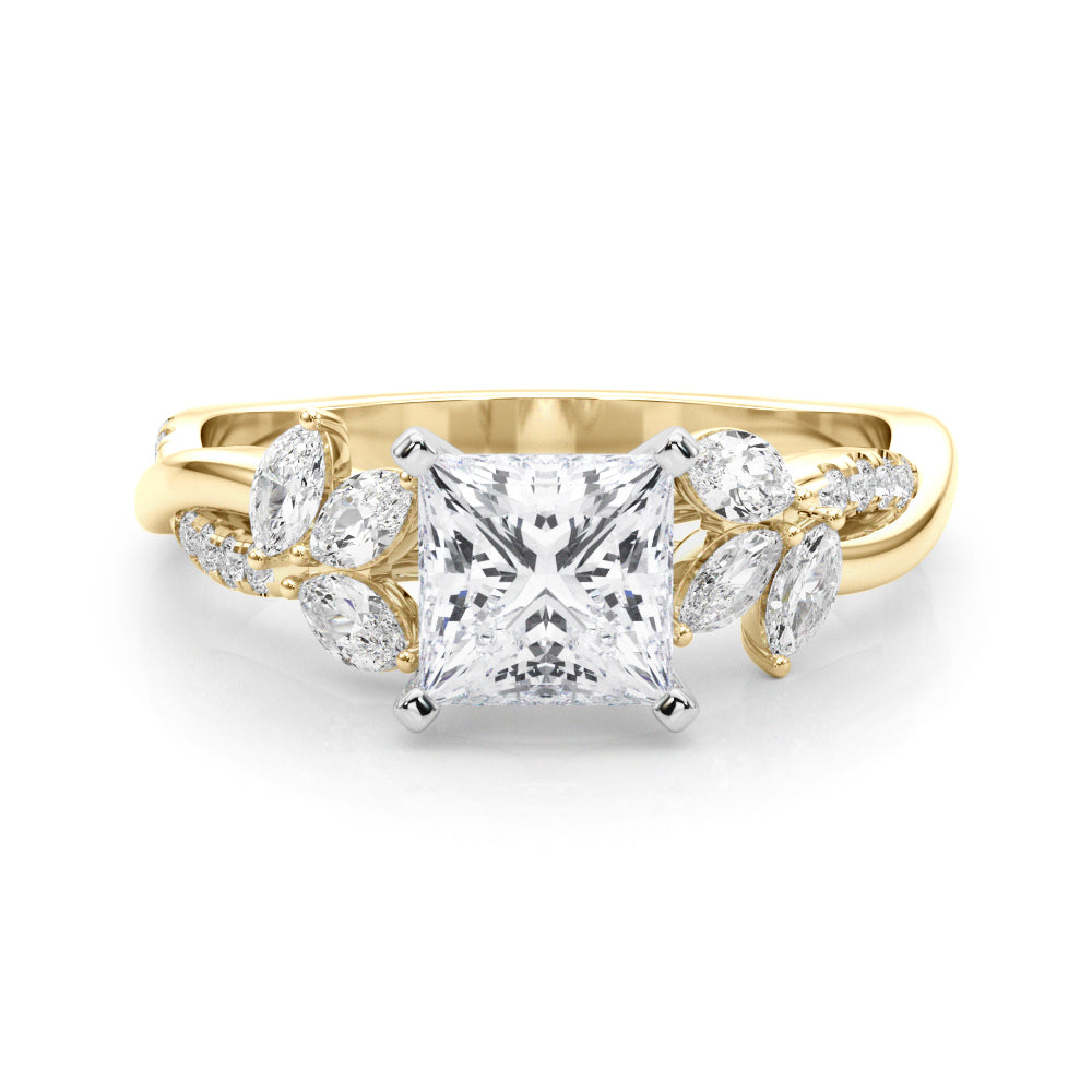 LUMEO Radiant Solitaire Diamond Engagement Ring Set in 18k Solid Yellow Gold 
