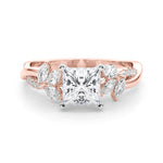 LUMEO Radiant Solitaire Diamond Engagement Ring Set in 18k Solid Rose Gold 