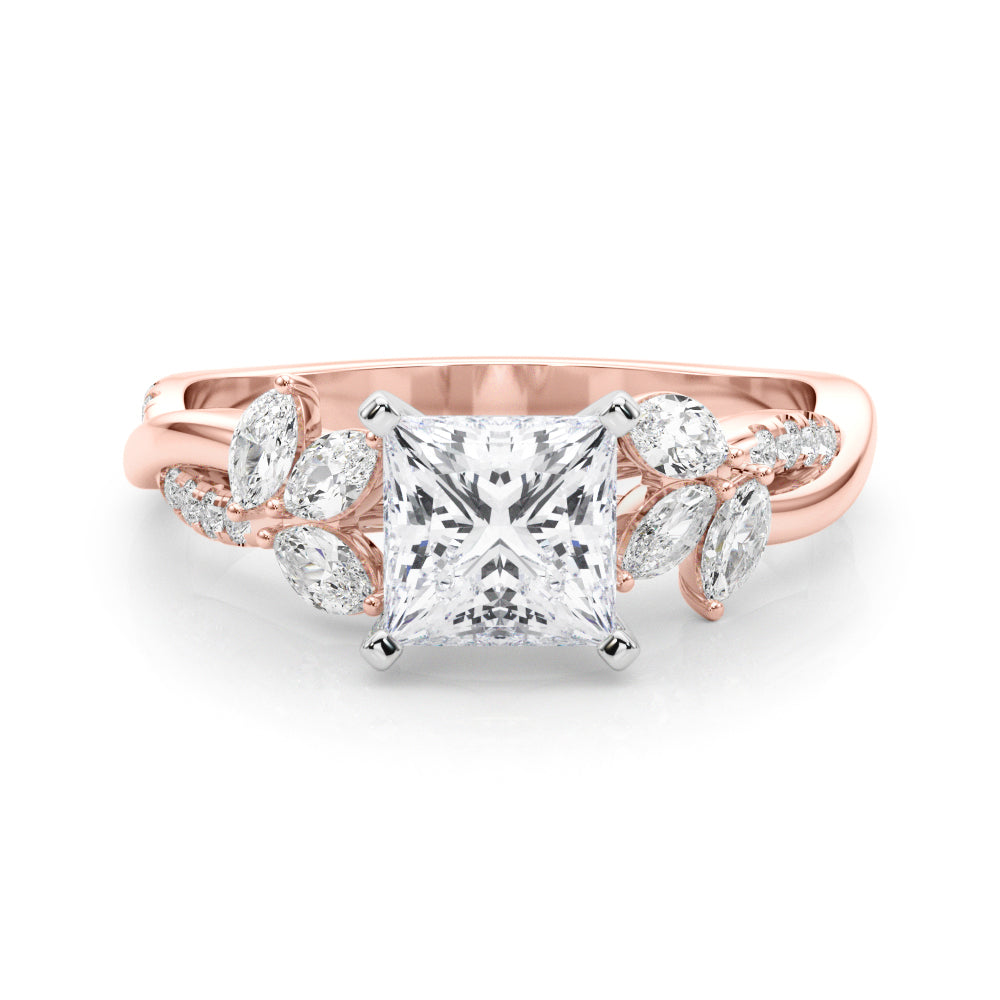 LUMEO Radiant Solitaire Diamond Engagement Ring Set in 18k Solid Rose Gold 