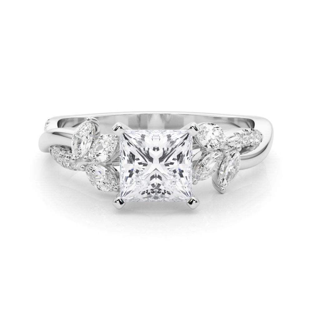 LUMEO Radiant Solitaire Diamond Engagement Ring Set in Platinum 