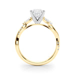 LUMEO Radiant Solitaire Diamond Engagement Ring Side View in 18k Solid Yellow Gold 