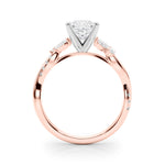 LUMEO Radiant Solitaire Diamond Engagement Ring Side View in 18k Solid Rose Gold 