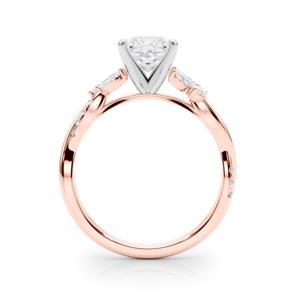 LUMEO Radiant Solitaire Diamond Engagement Ring Side View in 18k Solid Rose Gold 