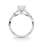 LUMEO Radiant Solitaire Diamond Engagement Ring Side View in Platinum 