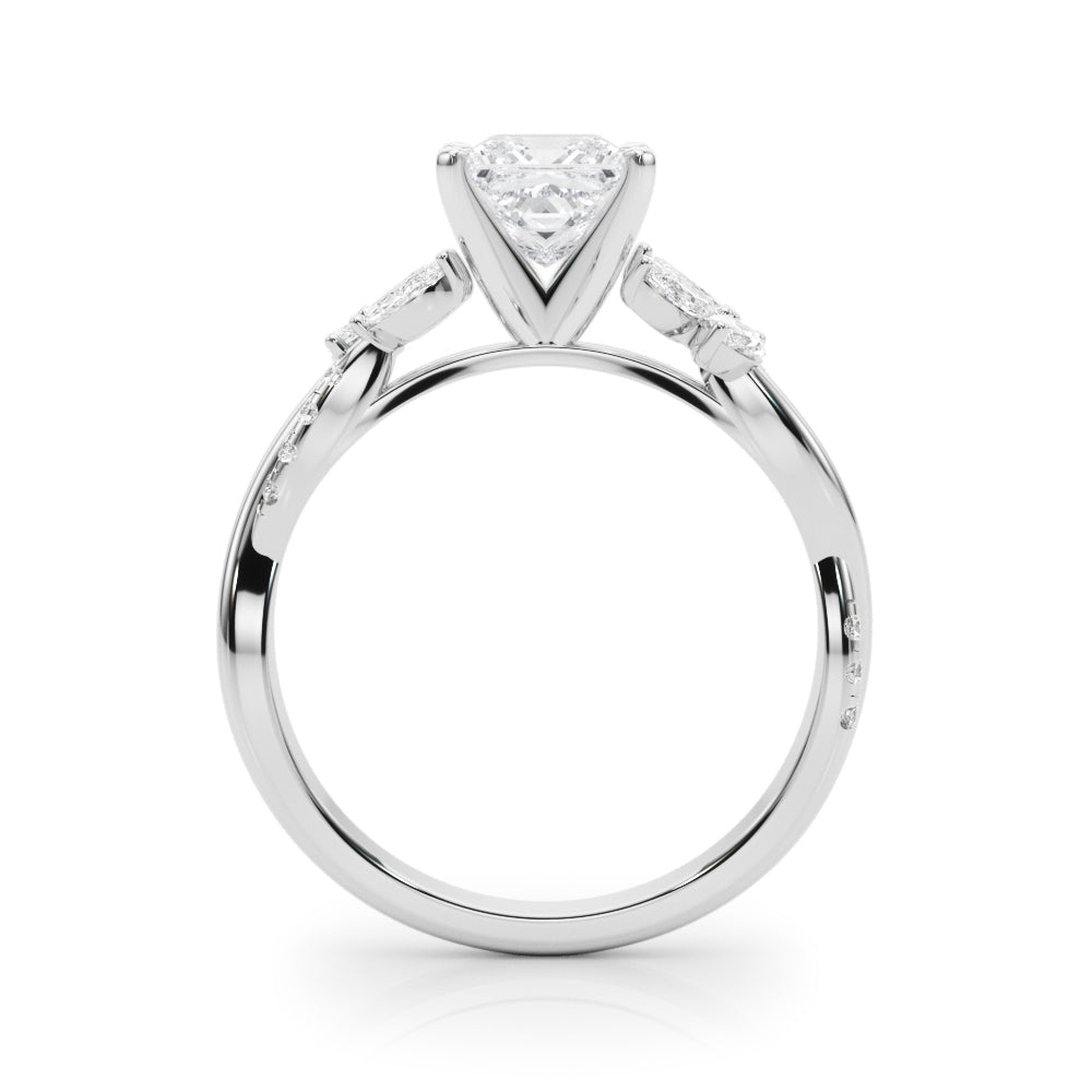 LUMEO Radiant Solitaire Diamond Engagement Ring Side View in Platinum 