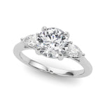 LUMEO Round Three Stone Diamond Engagement Ring Front View in Platinum 