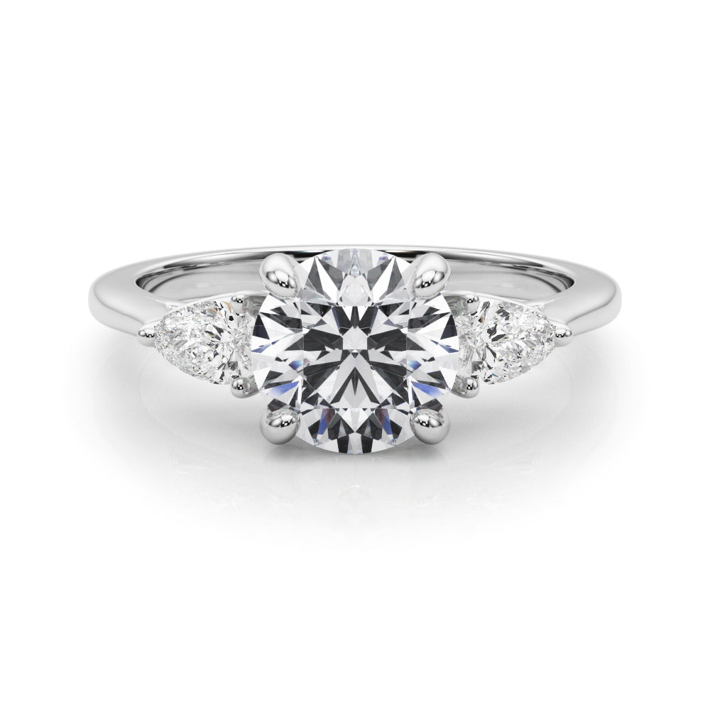 LUMEO Round Three Stone Diamond Engagement Ring Set in Platinum 
