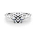 LUMEO Round Three Stone Diamond Engagement Ring Set in Platinum 