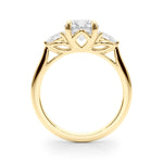 LUMEO Round Three Stone Diamond Engagement Ring Side View in 18k Solid Yellow Gold 