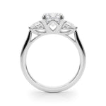 LUMEO Round Three Stone Diamond Engagement Ring Side View in Platinum 