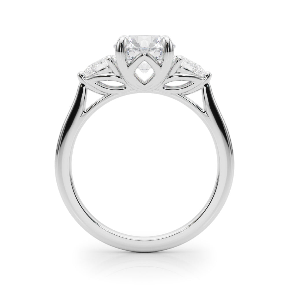 LUMEO Round Three Stone Diamond Engagement Ring Side View in Platinum 