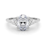 LUMEO Oval Three Stone Diamond Engagement Ring Set in Platinum 