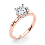 LUMEO Round Hidden Halo Diamond Engagement Ring Angle View in 18k Solid Rose Gold 