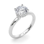 LUMEO Round Hidden Halo Diamond Engagement Ring Angle View in Platinum 
