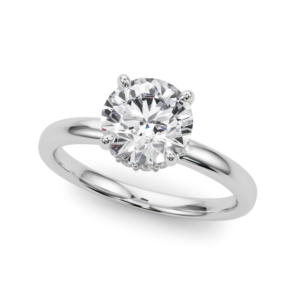LUMEO Round Hidden Halo Diamond Engagement Ring Front View in Platinum 