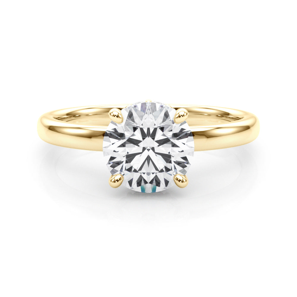 LUMEO Round Hidden Halo Diamond Engagement Ring Set in 18k Solid Yellow Gold 