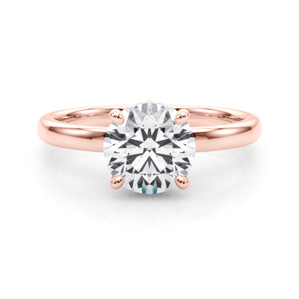 LUMEO Round Hidden Halo Diamond Engagement Ring Set in 18k Solid Rose Gold 