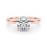 LUMEO Round Hidden Halo Diamond Engagement Ring Set in 18k Solid Rose Gold 