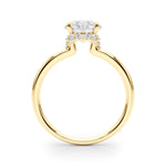 LUMEO Round Hidden Halo Diamond Engagement Ring Side View in 18k Solid Yellow Gold 