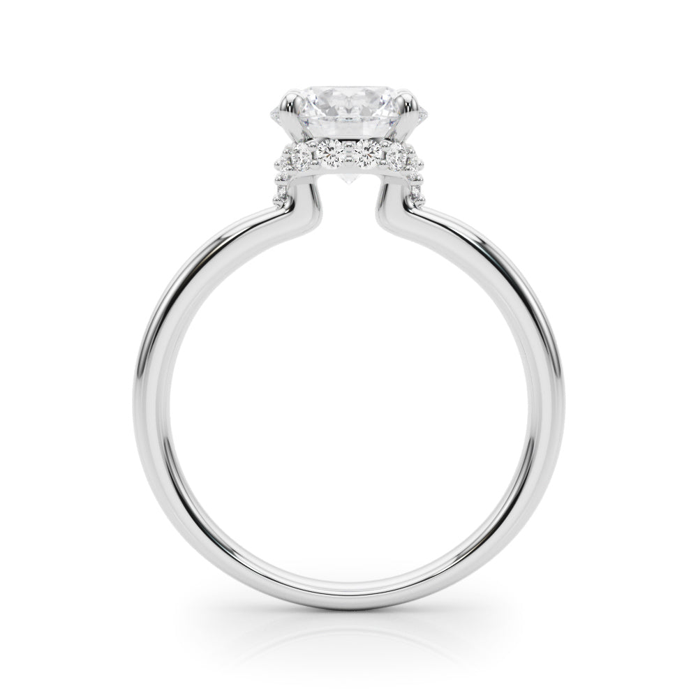 LUMEO Round Hidden Halo Diamond Engagement Ring Side View in Platinum 