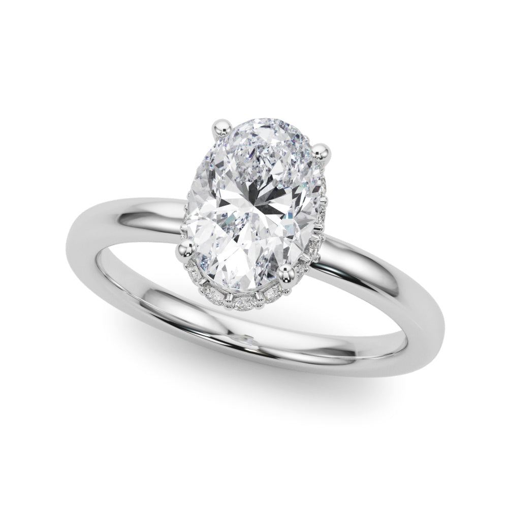 LUMEO Oval Hidden Halo Diamond Engagement Ring Front View in Platinum 
