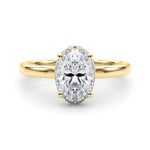 LUMEO Oval Hidden Halo Diamond Engagement Ring Set in 18k Solid Yellow Gold 