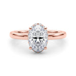 LUMEO Oval Hidden Halo Diamond Engagement Ring Set in 18k Solid Rose Gold 