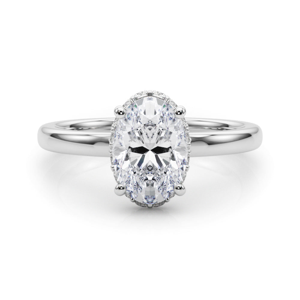 LUMEO Oval Hidden Halo Diamond Engagement Ring Set in Platinum 