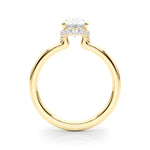 LUMEO Oval Hidden Halo Diamond Engagement Ring Side View in 18k Solid Yellow Gold 