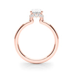 LUMEO Oval Hidden Halo Diamond Engagement Ring Side View in 18k Solid Rose Gold 