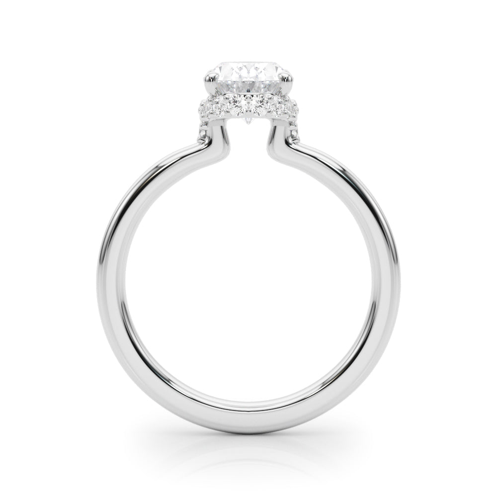 LUMEO Oval Hidden Halo Diamond Engagement Ring Side View in Platinum 