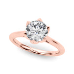 LUMEO Round Solitaire Diamond Engagement Ring Front View in 18k Solid Rose Gold 