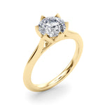 LUMEO Round Solitaire Diamond Engagement Ring Angle View in 18k Solid Yellow Gold 