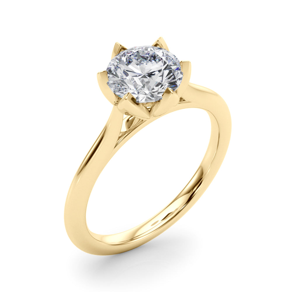 LUMEO Round Solitaire Diamond Engagement Ring Angle View in 18k Solid Yellow Gold 