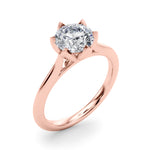 LUMEO Round Solitaire Diamond Engagement Ring Angle View in 18k Solid Rose Gold 