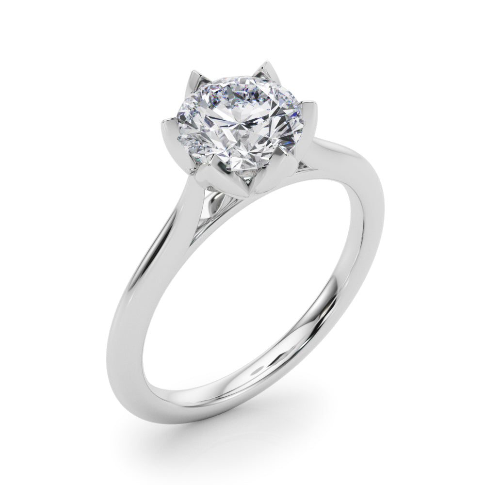 LUMEO Round Solitaire Diamond Engagement Ring Angle View in Platinum 