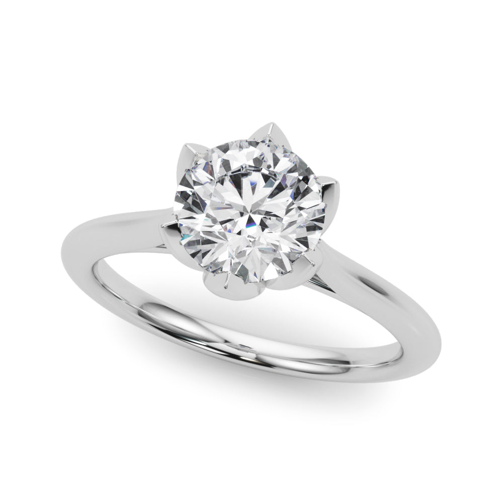 LUMEO Round Solitaire Diamond Engagement Ring Front View in Platinum 