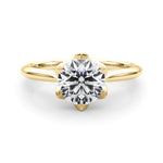 LUMEO Round Solitaire Diamond Engagement Ring Set in 18k Solid Yellow Gold 
