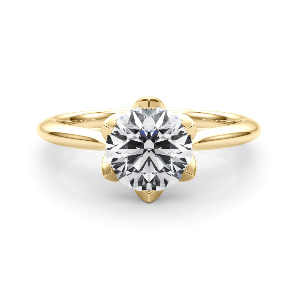 LUMEO Round Solitaire Diamond Engagement Ring Set in 18k Solid Yellow Gold 