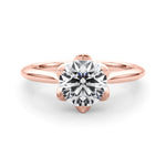 LUMEO Round Solitaire Diamond Engagement Ring Set in 18k Solid Rose Gold 
